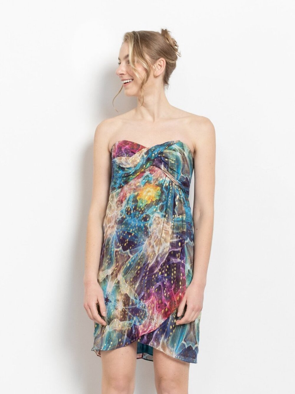 Nicole Miller METALLIC Dress Strapless Tube Vintage Mini / Small Xs